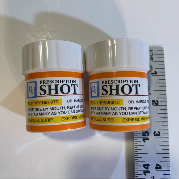 2 Novelty shot glasses “prescription bottle” GUC, Big Mouth Toys co. - Picture 3 of 7